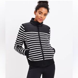 New with tags!! Lou & Grey Black and Cream Striped sweater jacket, size large